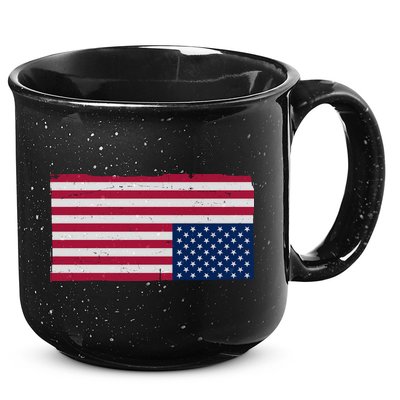 Upside Down American Flag Vintage 15oz Campfire Ceramic Mug
