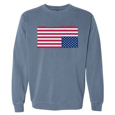 Upside Down American Flag Vintage Garment-Dyed Sweatshirt