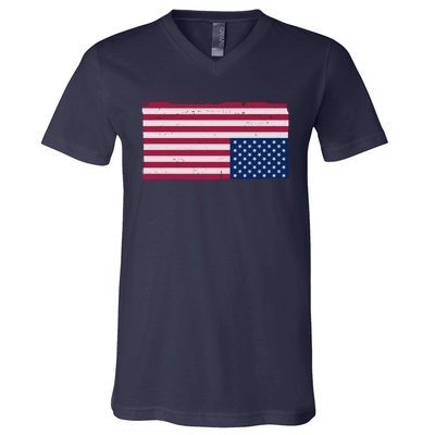 Upside Down American Flag Vintage V-Neck T-Shirt