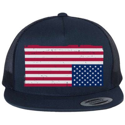 Upside Down American Flag Vintage Flat Bill Trucker Hat