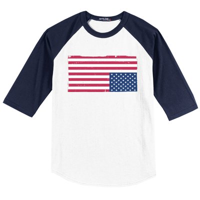 Upside Down American Flag Vintage Baseball Sleeve Shirt