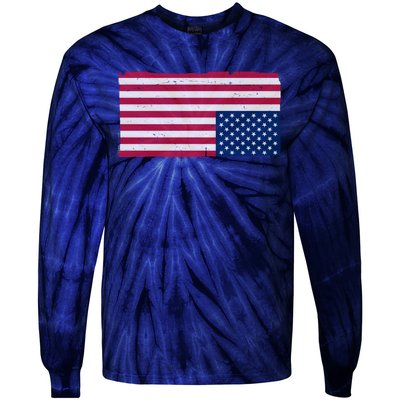 Upside Down American Flag Vintage Tie-Dye Long Sleeve Shirt