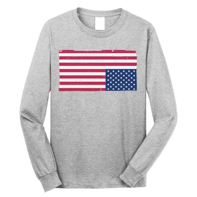 Upside Down American Flag Vintage Long Sleeve Shirt