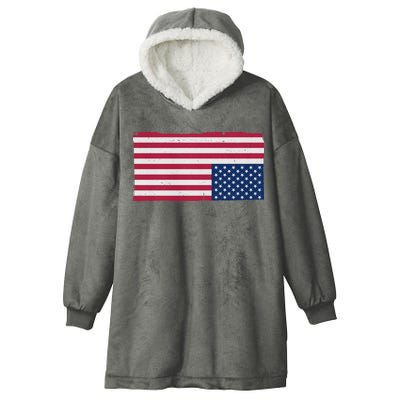 Upside Down American Flag Vintage Hooded Wearable Blanket