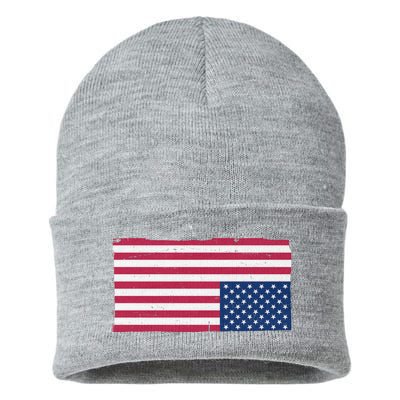 Upside Down American Flag Vintage Sustainable Knit Beanie