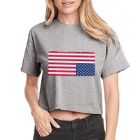Upside Down American Flag Vintage Crop Top