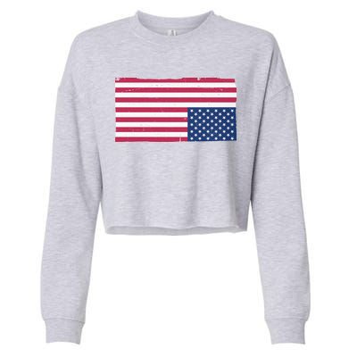 Upside Down American Flag Vintage Cropped Pullover Crew