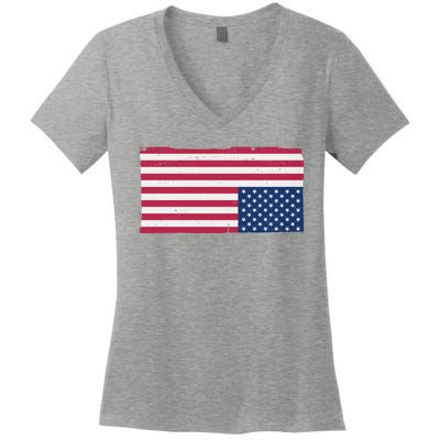 Upside Down American Flag Vintage Women's V-Neck T-Shirt