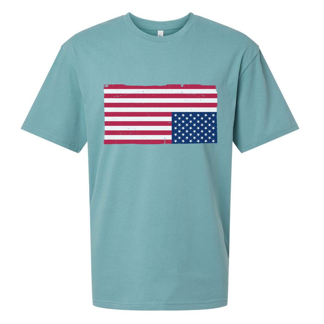 Upside Down American Flag Vintage Sueded Cloud Jersey T-Shirt