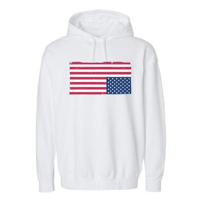 Upside Down American Flag Vintage Garment-Dyed Fleece Hoodie