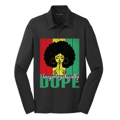 Unapologetically Dope Afro Black History Juneteenth Cool Gift Silk Touch Performance Long Sleeve Polo