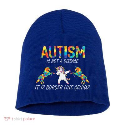 Unicorn Dabbing Autism Awareness Month Costume Puzzle Gift Short Acrylic Beanie