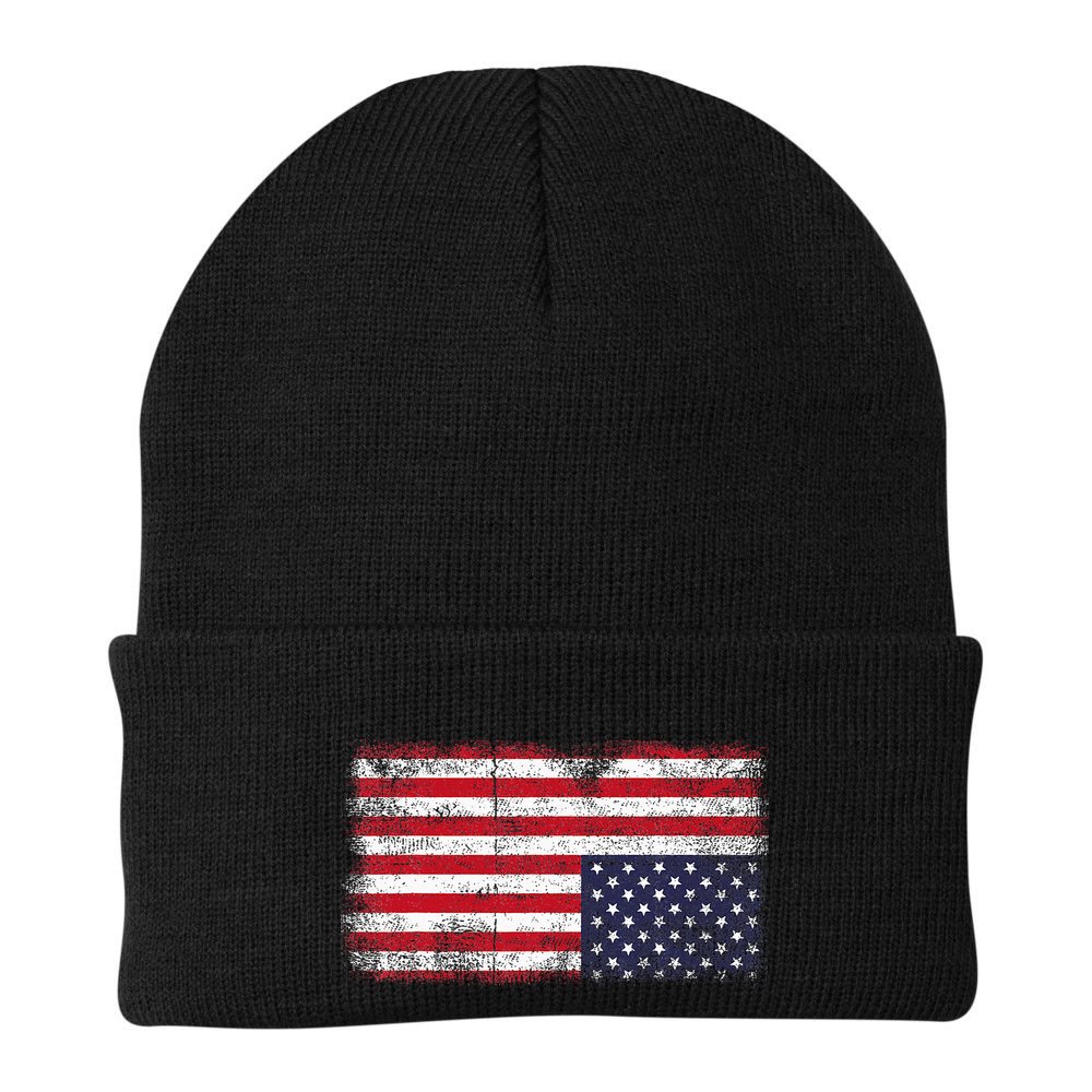 Upside Down American Flag Distress United States Usa Beanie