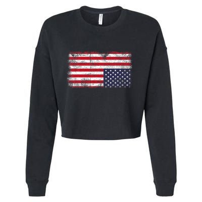 Upside Down American Flag Distress United States Usa Cropped Pullover Crew