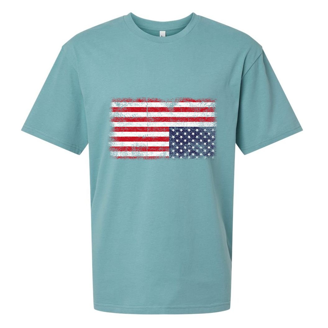 Upside Down American Flag Distress United States Usa Sueded Cloud Jersey T-Shirt