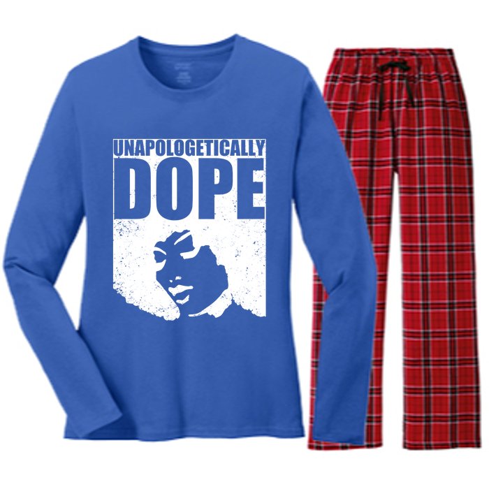 Unapologetically Dope Afro Melanin Black History Month Gift Women's Long Sleeve Flannel Pajama Set 