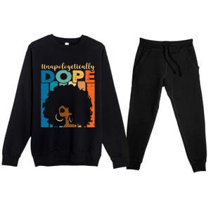 Unapologetically Dope Afro African American Black Pride Premium Crewneck Sweatsuit Set