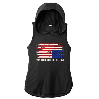 Upside Down American Flag Distress IM Voting For The Outlaw Ladies PosiCharge Tri-Blend Wicking Draft Hoodie Tank