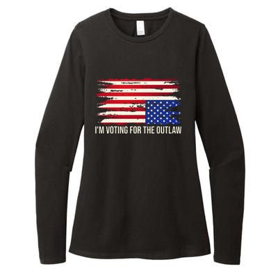 Upside Down American Flag Distress IM Voting For The Outlaw Womens CVC Long Sleeve Shirt