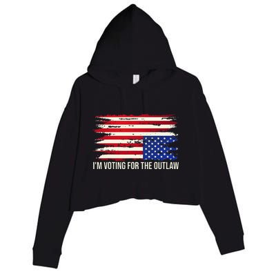 Upside Down American Flag Distress IM Voting For The Outlaw Crop Fleece Hoodie