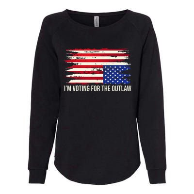 Upside Down American Flag Distress IM Voting For The Outlaw Womens California Wash Sweatshirt