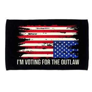 Upside Down American Flag Distress IM Voting For The Outlaw Microfiber Hand Towel