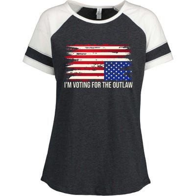 Upside Down American Flag Distress IM Voting For The Outlaw Enza Ladies Jersey Colorblock Tee