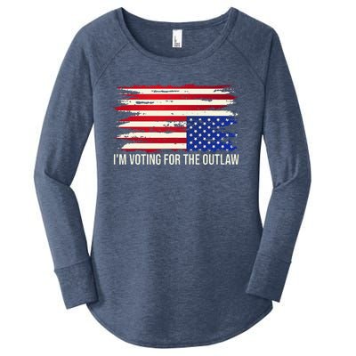 Upside Down American Flag Distress IM Voting For The Outlaw Women's Perfect Tri Tunic Long Sleeve Shirt