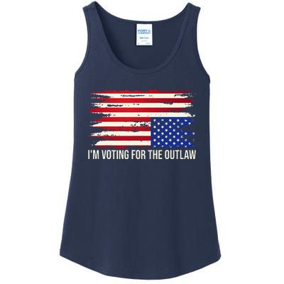 Upside Down American Flag Distress IM Voting For The Outlaw Ladies Essential Tank