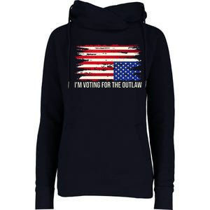 Upside Down American Flag Distress IM Voting For The Outlaw Womens Funnel Neck Pullover Hood