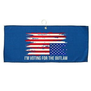 Upside Down American Flag Distress IM Voting For The Outlaw Large Microfiber Waffle Golf Towel