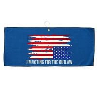 Upside Down American Flag Distress IM Voting For The Outlaw Large Microfiber Waffle Golf Towel