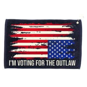 Upside Down American Flag Distress IM Voting For The Outlaw Grommeted Golf Towel