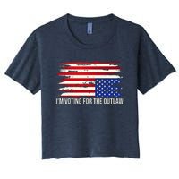 Upside Down American Flag Distress IM Voting For The Outlaw Women's Crop Top Tee