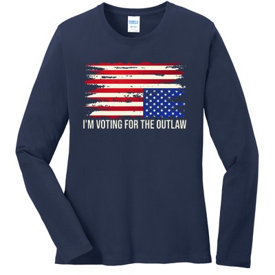 Upside Down American Flag Distress IM Voting For The Outlaw Ladies Long Sleeve Shirt