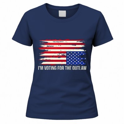 Upside Down American Flag Distress IM Voting For The Outlaw Women's T-Shirt