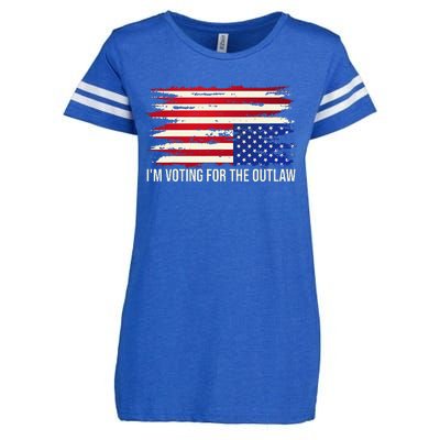 Upside Down American Flag Distress IM Voting For The Outlaw Enza Ladies Jersey Football T-Shirt