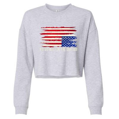 Upside Down American Flag Distress IM Voting For The Outlaw Cropped Pullover Crew