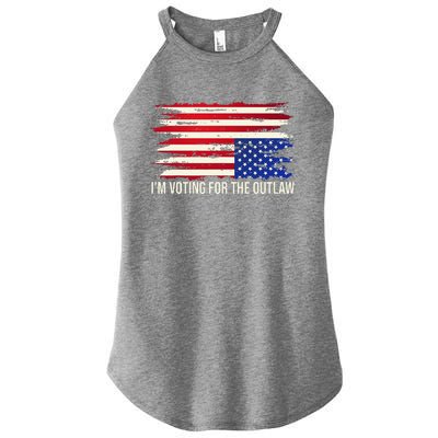 Upside Down American Flag Distress IM Voting For The Outlaw Women's Perfect Tri Rocker Tank