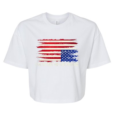 Upside Down American Flag Distress IM Voting For The Outlaw Bella+Canvas Jersey Crop Tee