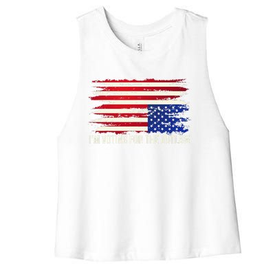 Upside Down American Flag Distress IM Voting For The Outlaw Women's Racerback Cropped Tank