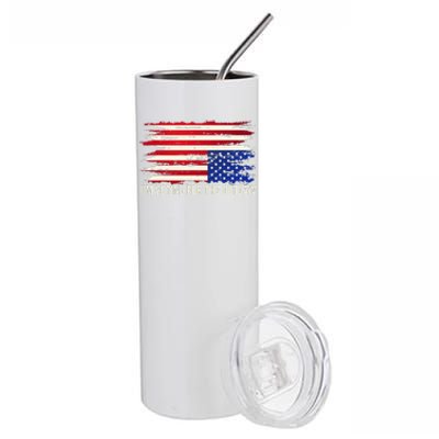 Upside Down American Flag Distress IM Voting For The Outlaw Stainless Steel Tumbler