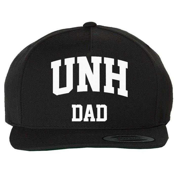 UNH Dad Athletic Arch College University Alumni Wool Snapback Cap
