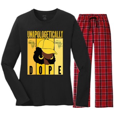 Unapologetically Dope Black History Month African American Women's Long Sleeve Flannel Pajama Set 