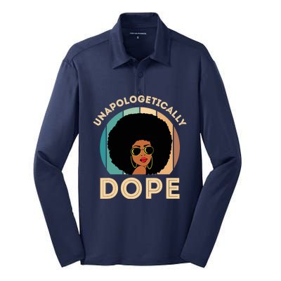 Unapologetically Dope Black History Month & Pride Gift Silk Touch Performance Long Sleeve Polo