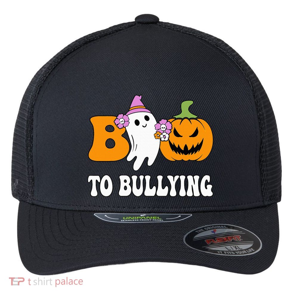 Unity Day Boo To Bullying Awareness Ghost Pumpkin Orange Flexfit Unipanel Trucker Cap