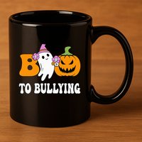 Unity Day Boo To Bullying Awareness Ghost Pumpkin Orange 11oz C Handle Ceramic Mug