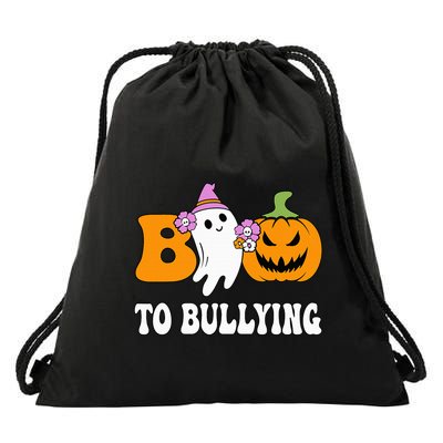 Unity Day Boo To Bullying Awareness Ghost Pumpkin Orange Drawstring Bag