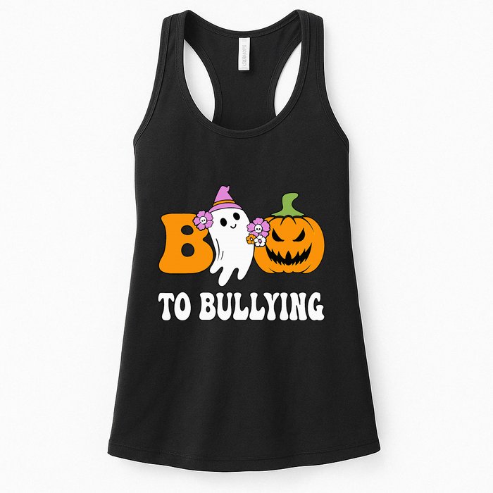 Unity Day Boo To Bullying Awareness Ghost Pumpkin Orange Womens Tank Top