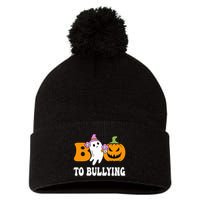 Unity Day Boo To Bullying Awareness Ghost Pumpkin Orange Pom Pom 12in Knit Beanie